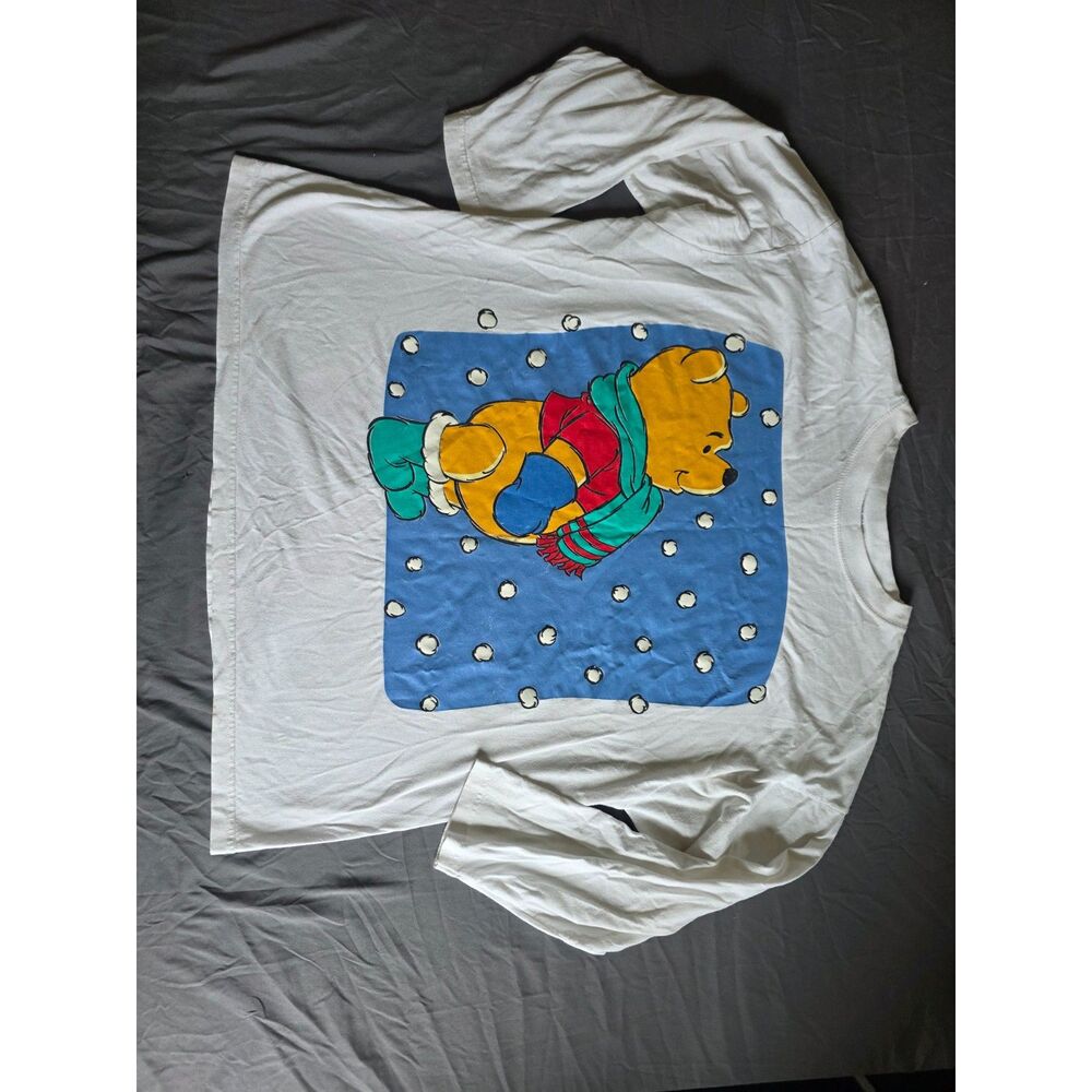 Vintage 90s Disney Pooh Winter Snow Winnie the Pooh Long Sleeve T-Shirt - Size 2
